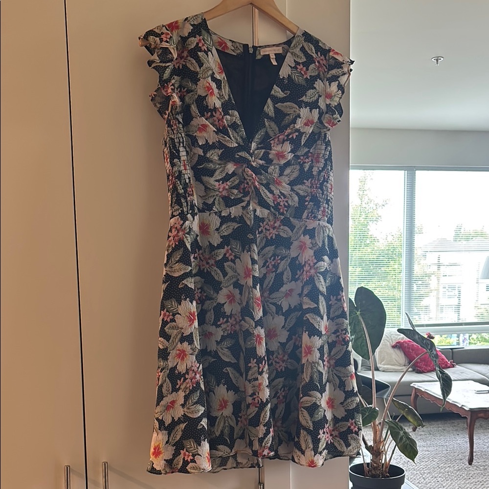 Floral Black Dress with fuller skirt
